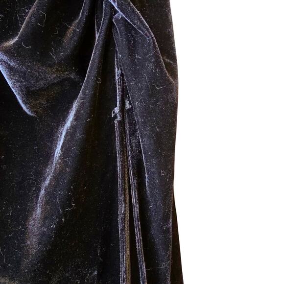 Sleeveless High Slit Velvet Maxi Dress Size M Black Bodycon Made USA Pleated - Picture 9 of 9